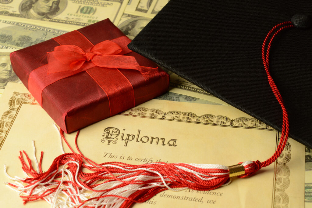 A red gift for the successful student during graduation time.