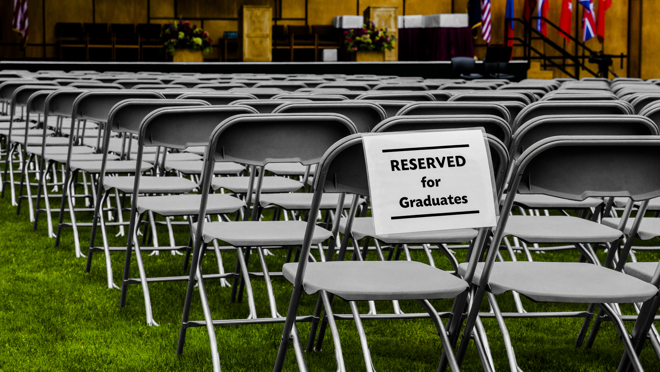 The chairs are all setup and ready for the graduation ceremony.